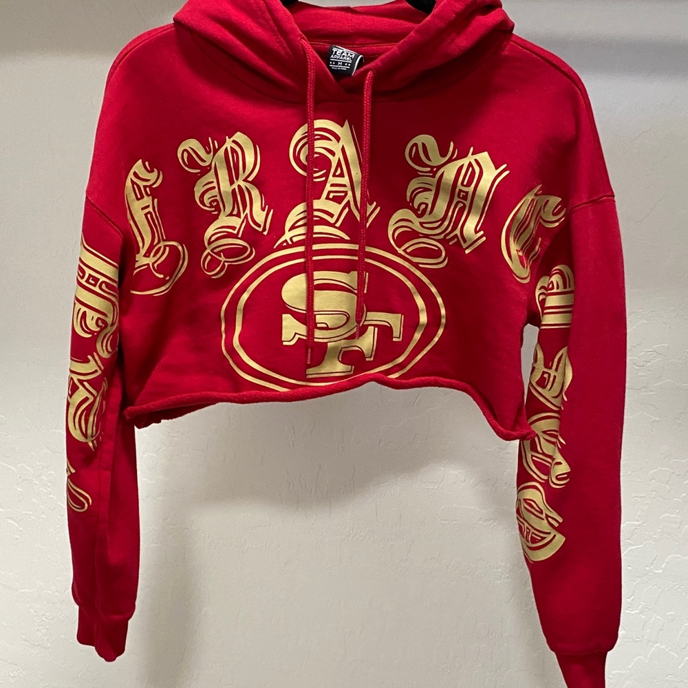 Custom Red and Gold Cropped 49er Hoodie ❤️❤️❤️